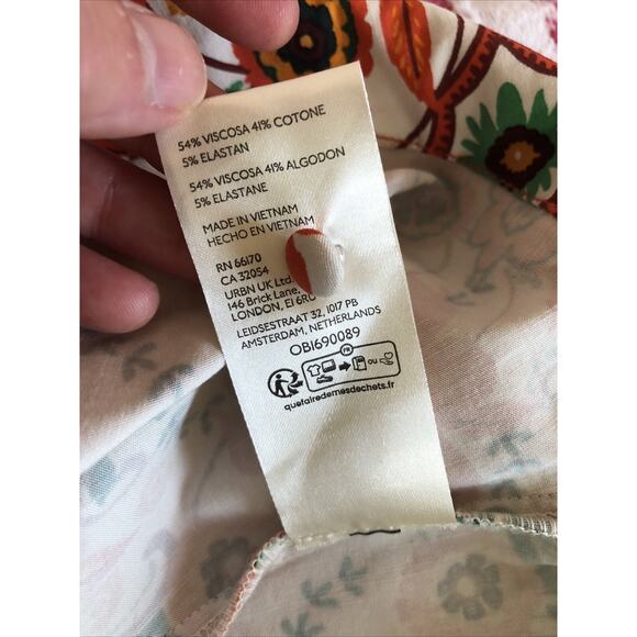 NWT Anthropologie Orange Floral Maxi Bodycon Dress Cap Sleeve Large Fishtail - Picture 11 of 11